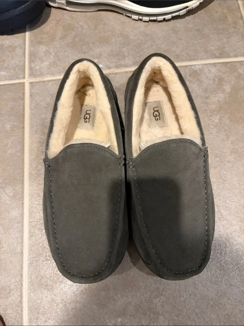 UGG Men's Dark Grey Suede Slip-On Moccasin